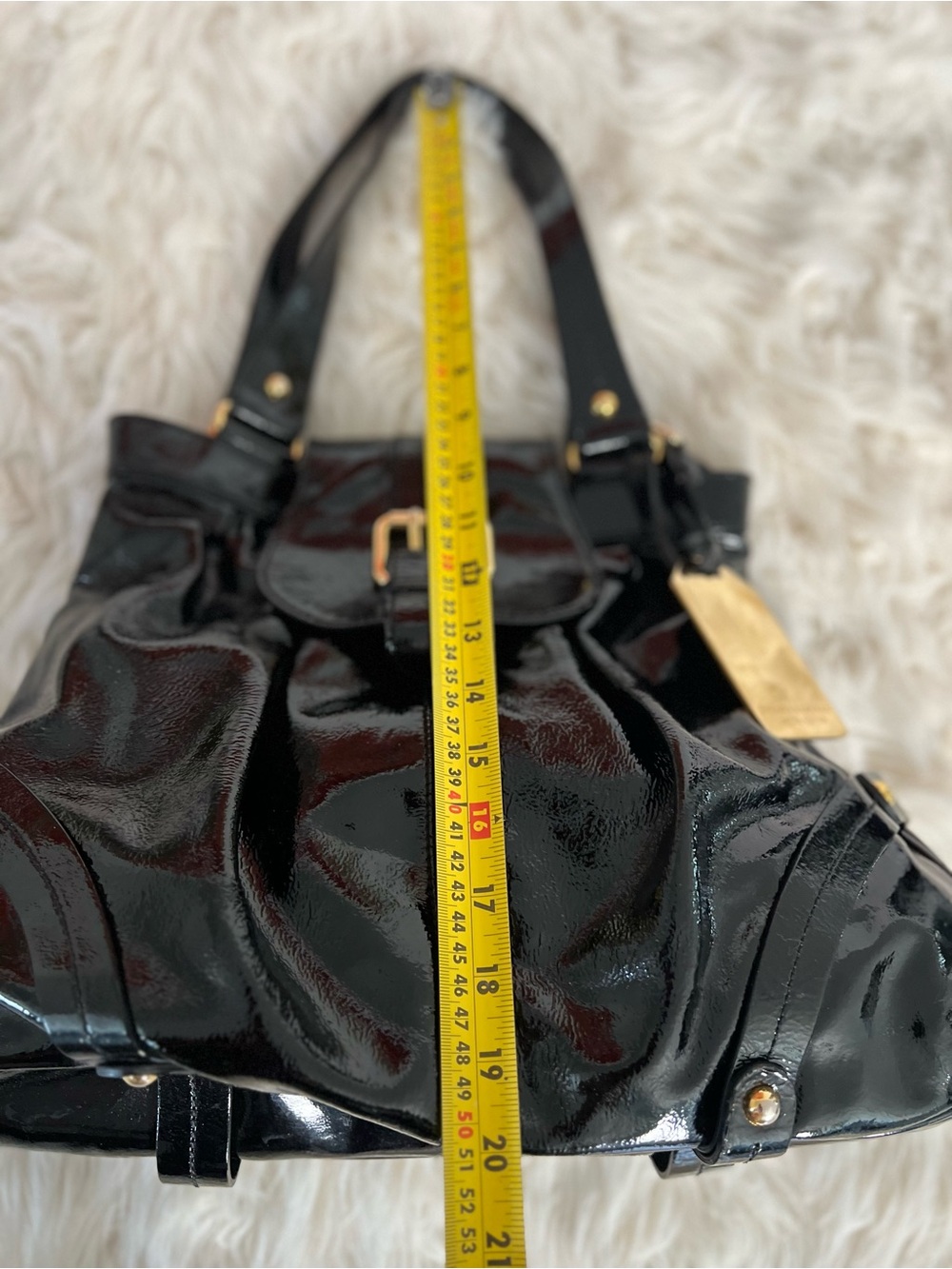 Dooney & Bourke Hayden Limited Edition Black Patent Leather Shoulder Bag Y2K - Picture 8 of 12